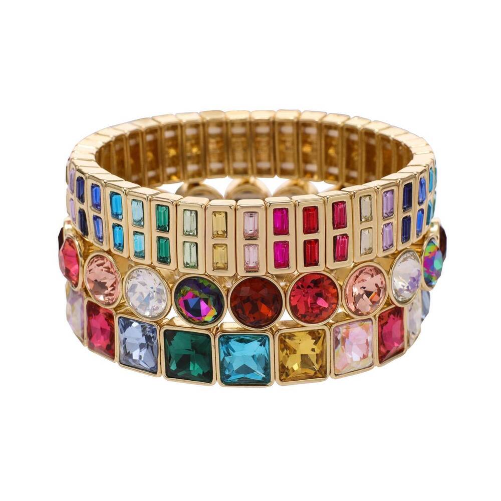 NEW TREASURE JEWELS women's rainbow stack set in gold